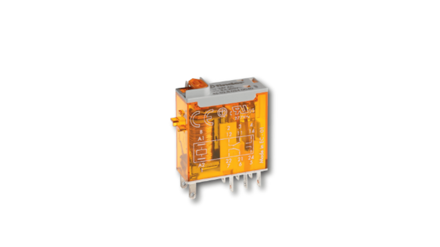 Finder Plug-In Mount Power Relay, 24V dc Coil, 8A Switching Current, DPDT