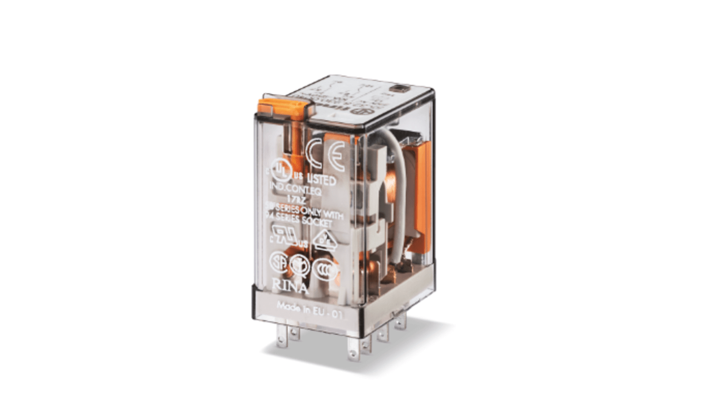 Finder Plug In Power Relay, 24V dc Coil, 10A Switching Current, DPDT