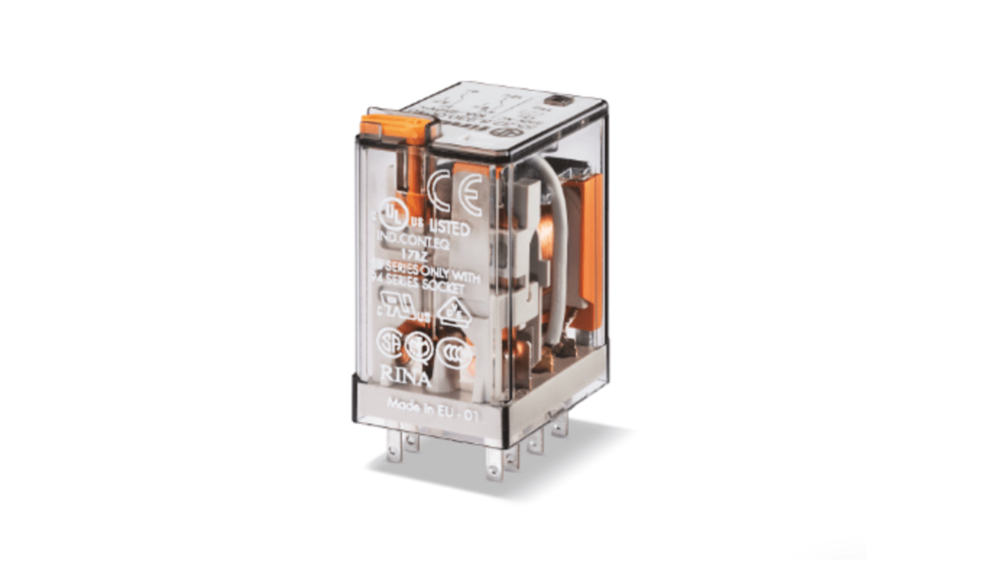 Finder Plug In Relay, 24V dc Coil, 10A Switching Current, DPDT
