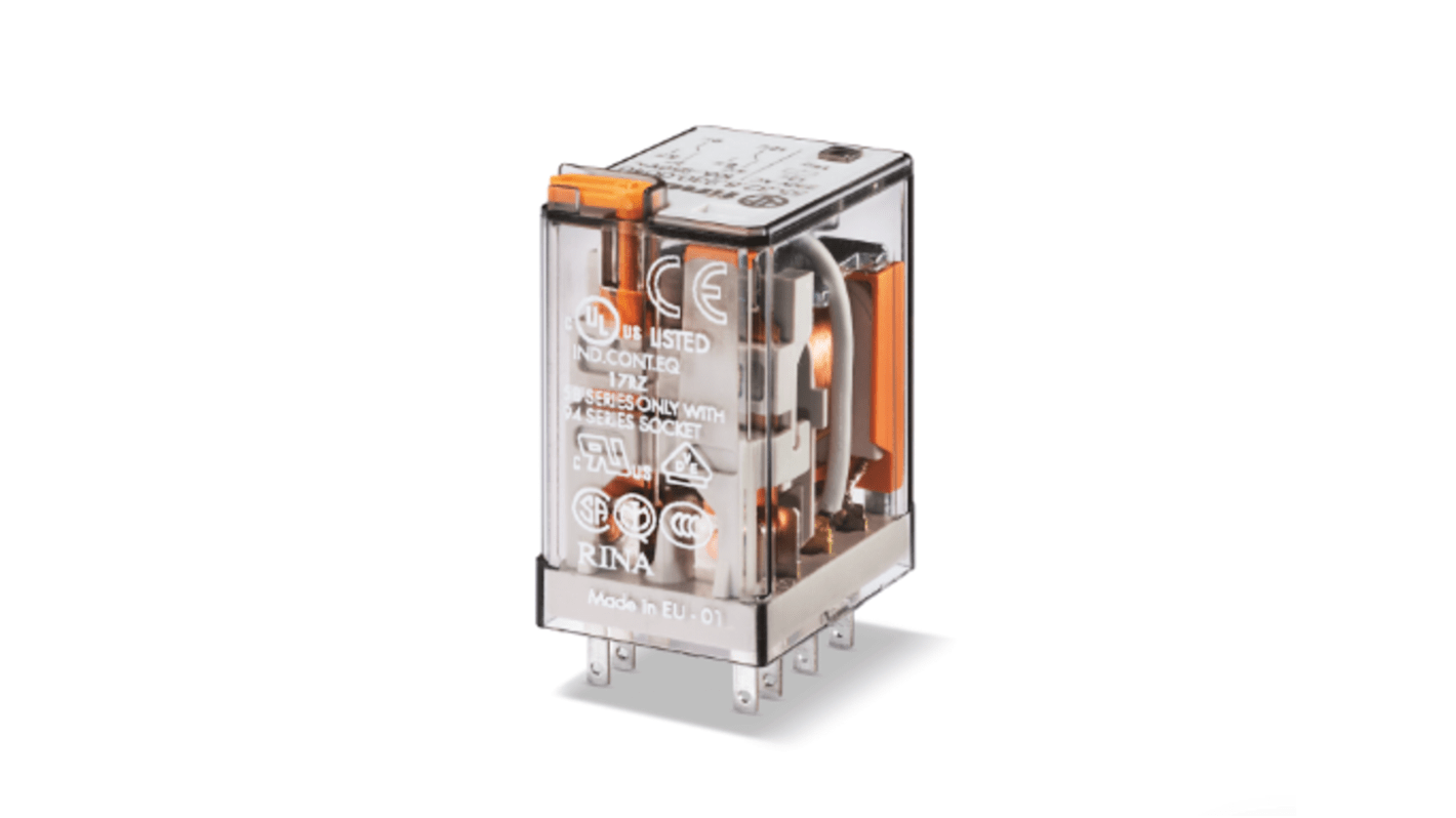 Finder Plug In Relay, 220V dc Coil, 10A Switching Current