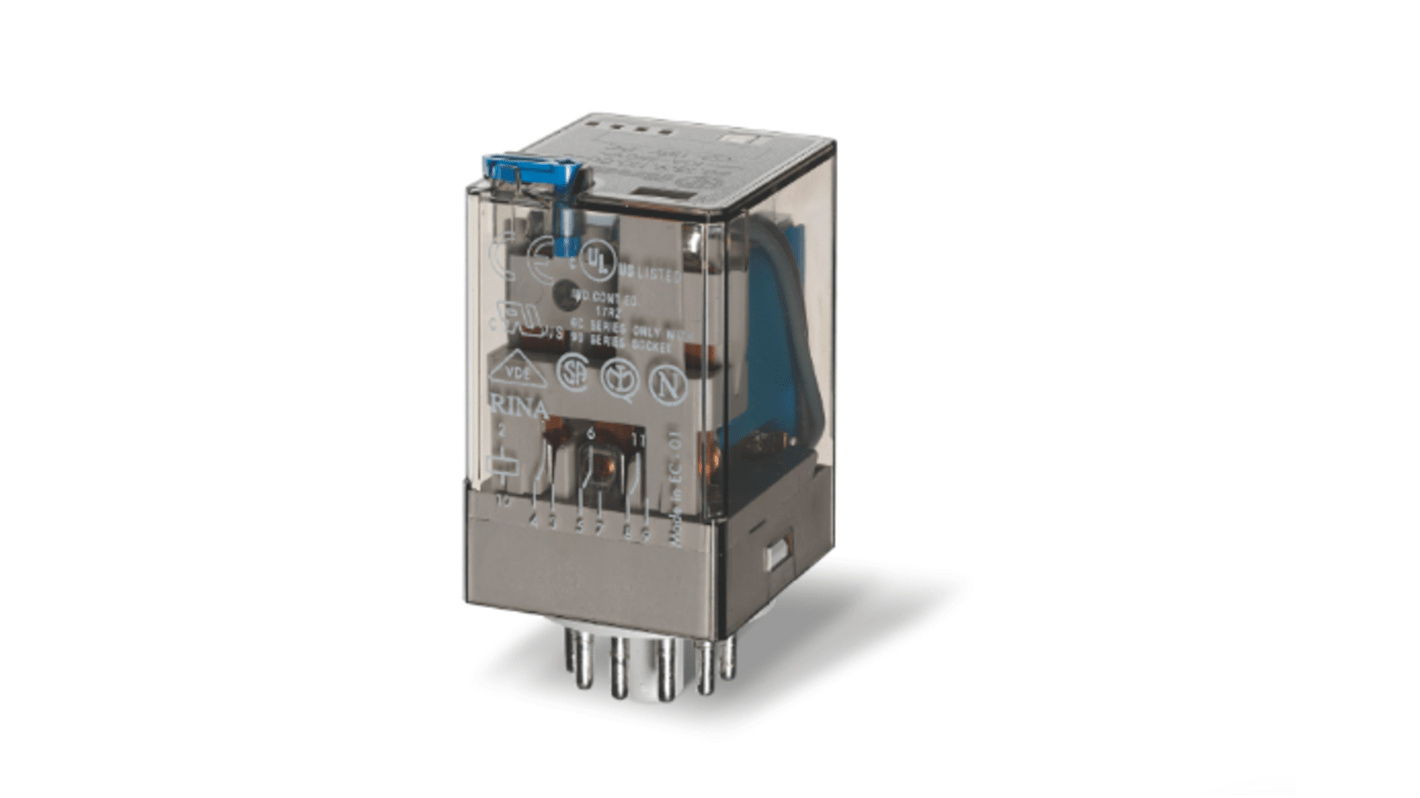Finder Plug-In Mount Relay, 24V dc Coil, 10A Switching Current, 3PDT