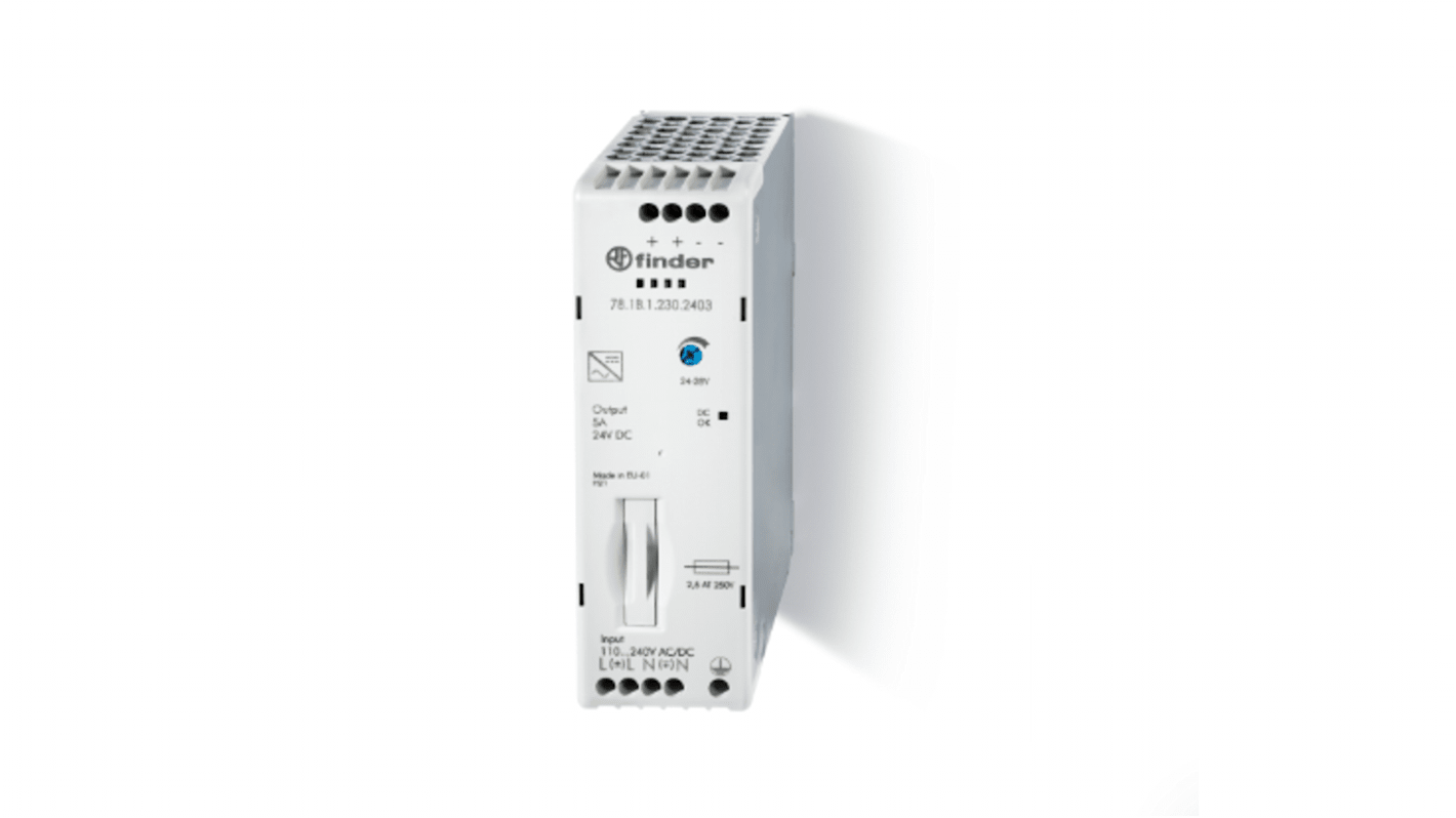 Alimentatore switching Finder 781B12302403, 110W, ingresso 120 → 240V ca, uscita 24V cc, 5A 78 Series