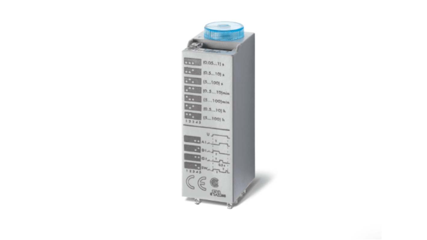 Finder Plug In Timer Relay, 230 → 240V ac, 0.05 → 100h