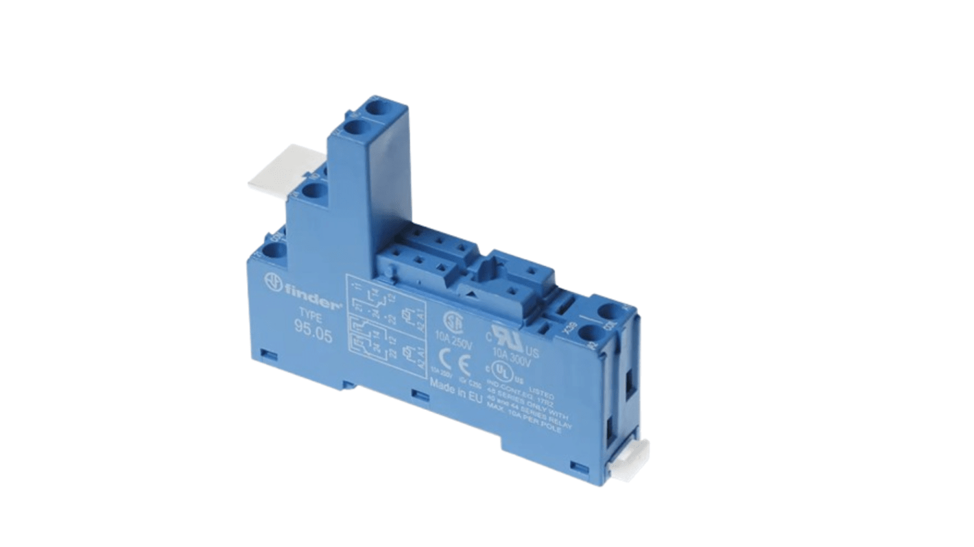 Finder 95 Series 250V Rail or Panel Mount Relay Socket, for use with 40.51, 40.52, 40.61, 40.62 Series Relay