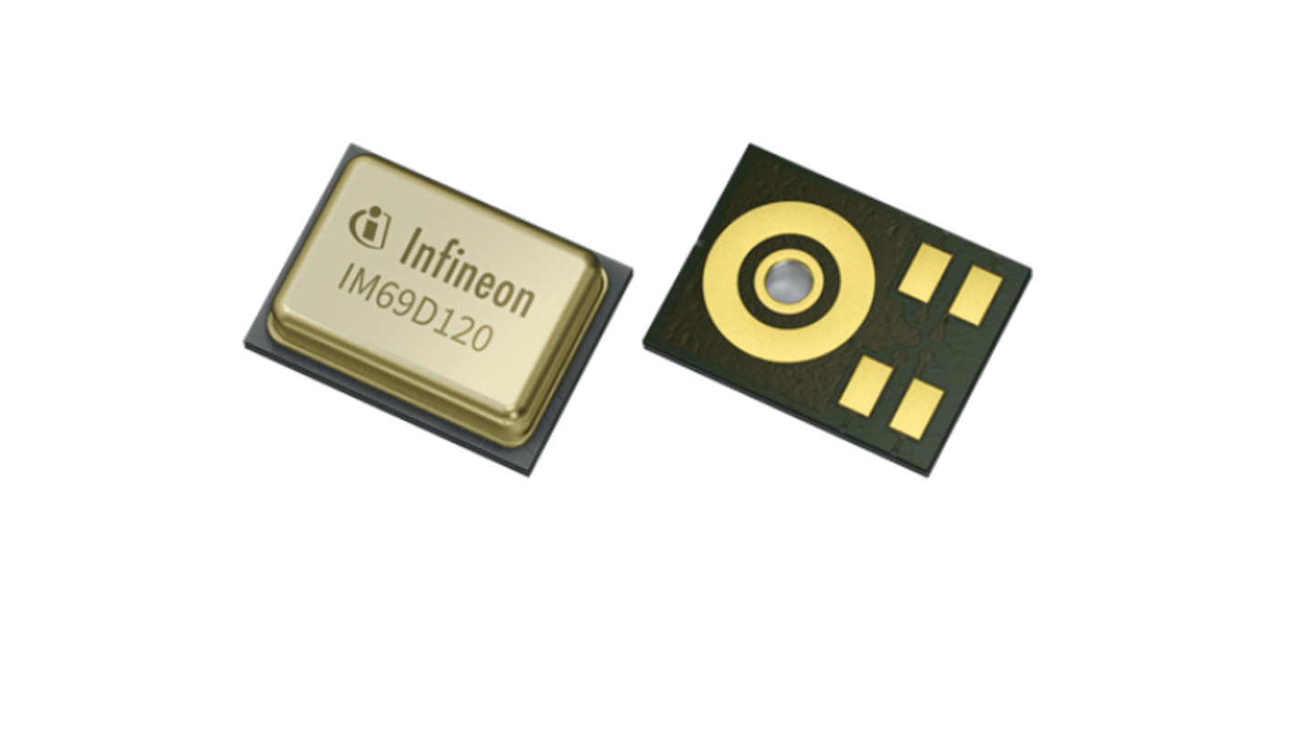 Infineon 5 Pin Microphone, Omni-Directional, Digital Output, PG-LLGA-5-1, 1.62 → 3.6V