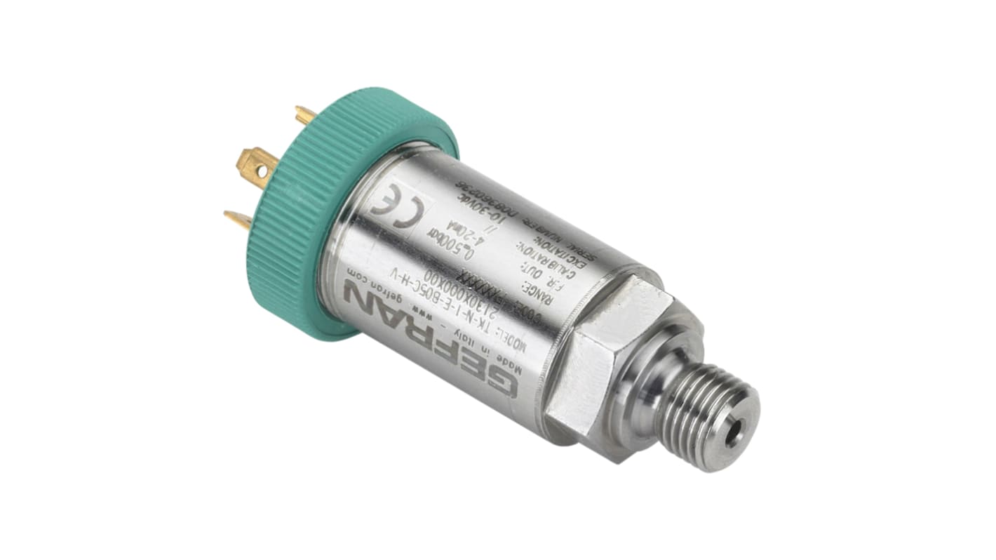 Gefran TK Series Pressure Sensor, 0bar Min, 6bar Max, 0 → 10 Vdc Output, Relative Reading