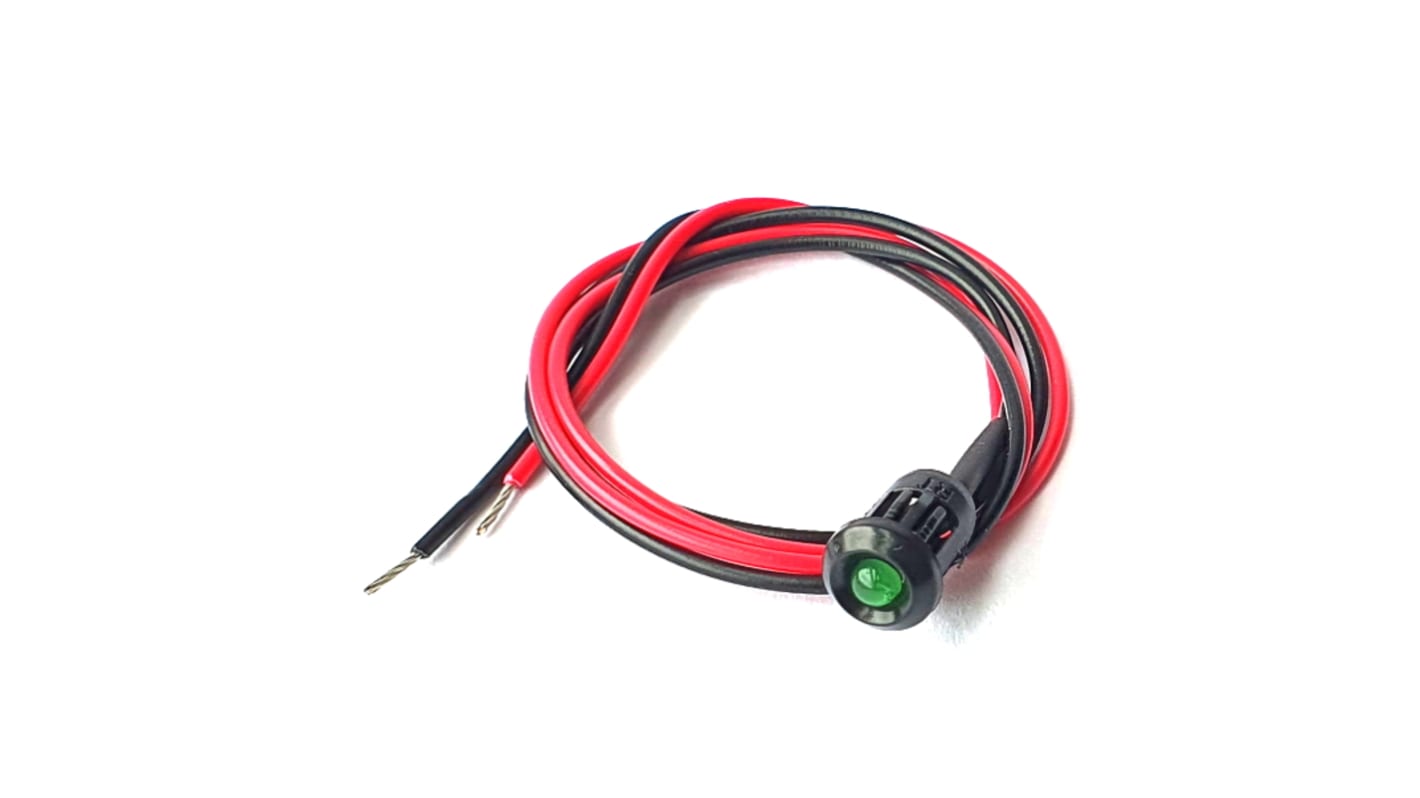 Lampka kontrolna do montażu panelowego 24V dc, zielona 6mm LED Wyprowadzenia CML Innovative Technologies