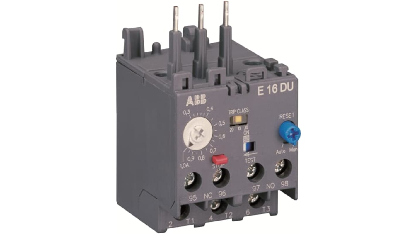 ABB Electronic Overload Relay 1 NC, 1 NO, 3, E16