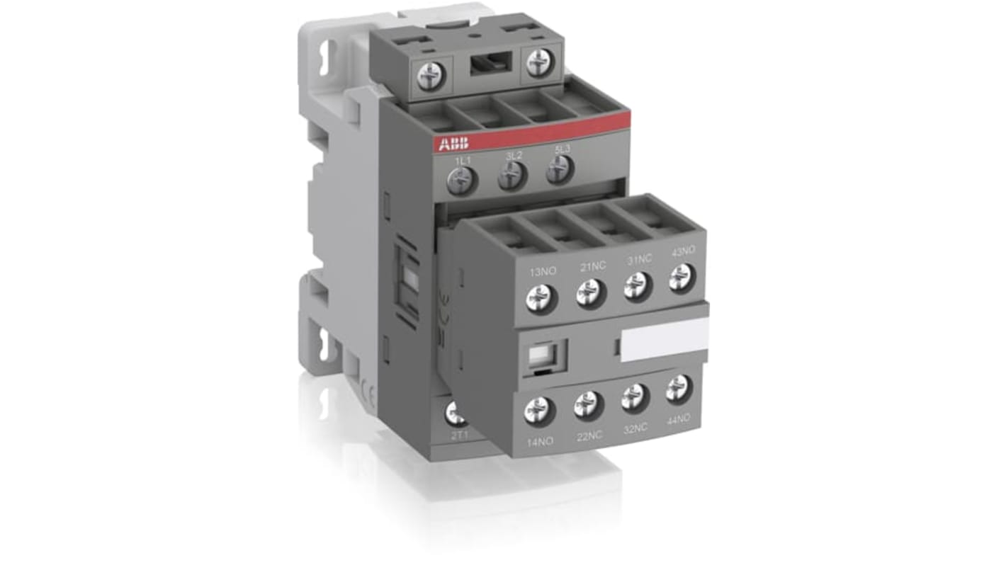 ABB AF-1 1SBL1 Contactor, 20 → 60 V DC Coil, 3-Pole, 4 A, 9 kW, 2 NC, 5 NO