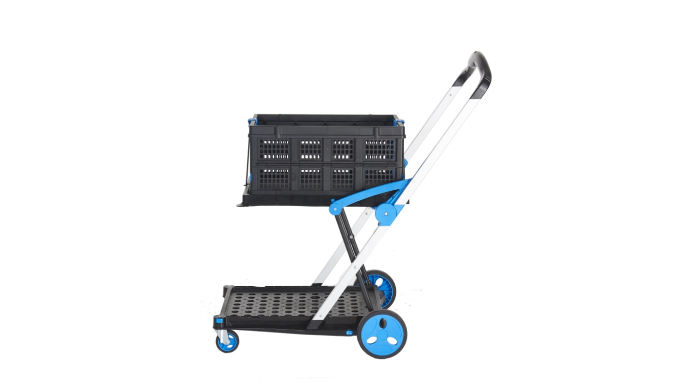 RS PRO Foldable Folding Trolley Plastic Platform Trolley, 1000 x 600 x 1070mm, 70kg Load