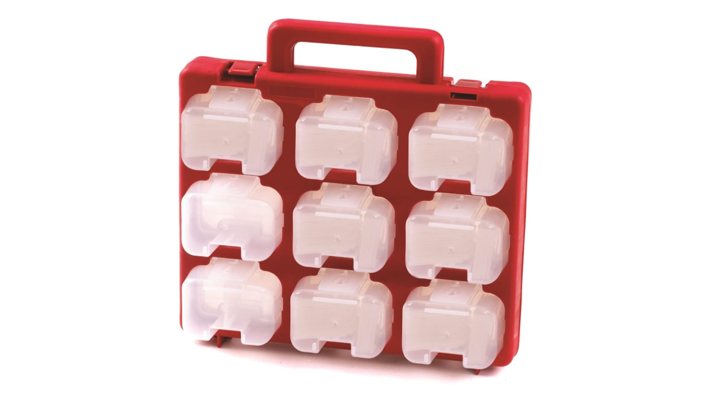 RS PRO 18 Cell Red, White Plastic Compartment Box, 330mm x 330mm x 130mm