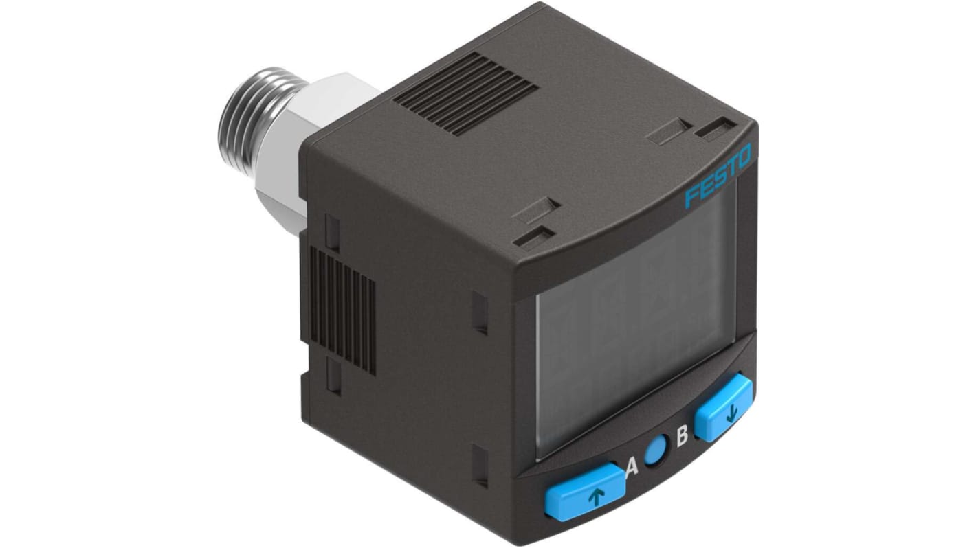 Festo SPAN-B Series Pressure Sensor, -1bar Min, 10bar Max, 2 x PNP or 2 x NPN, Switchable Output, Relative Reading