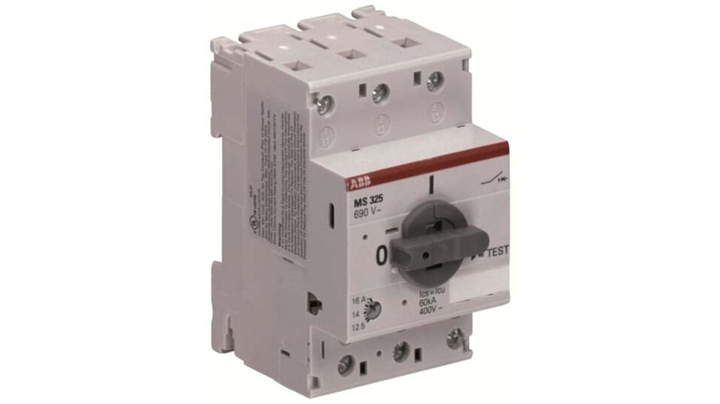 ABB Motor Starter, Manual, 1.5 kW, 690 V ac, 3 Phase, IP10, IP20