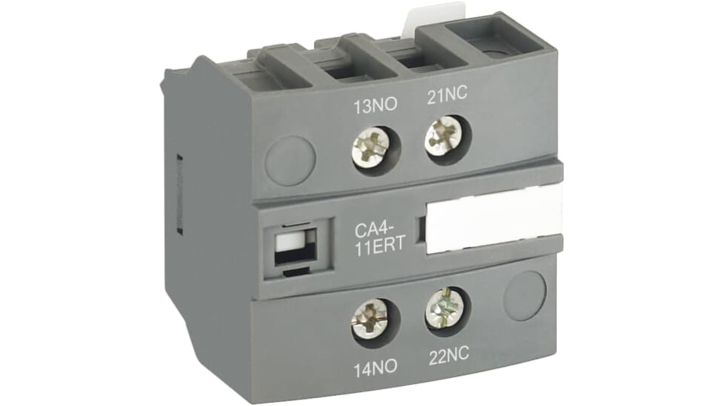 ABB Auxiliary Contact Block, 2 Contact, 1NC, 1NO, Front Mount, Accessories AF < 100A 1SBN01