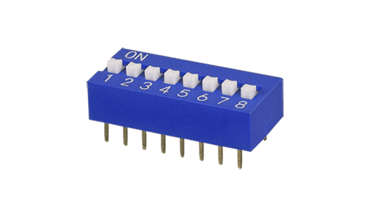 Same Sky 8 Way Through Hole DIP Switch SPST, Raised Actuator Actuator