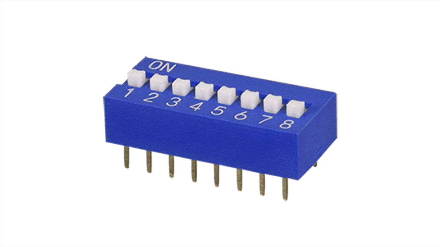 CUI Devices 8 Way Through Hole DIP Switch SPST, Raised Actuator Actuator