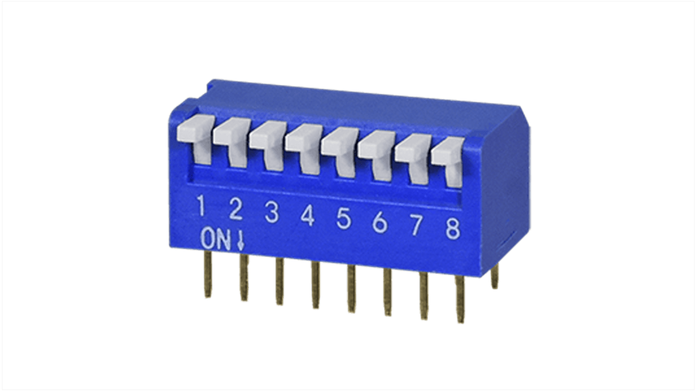Same Sky 8 Way Through Hole DIP Switch SPST, Raised Actuator Actuator