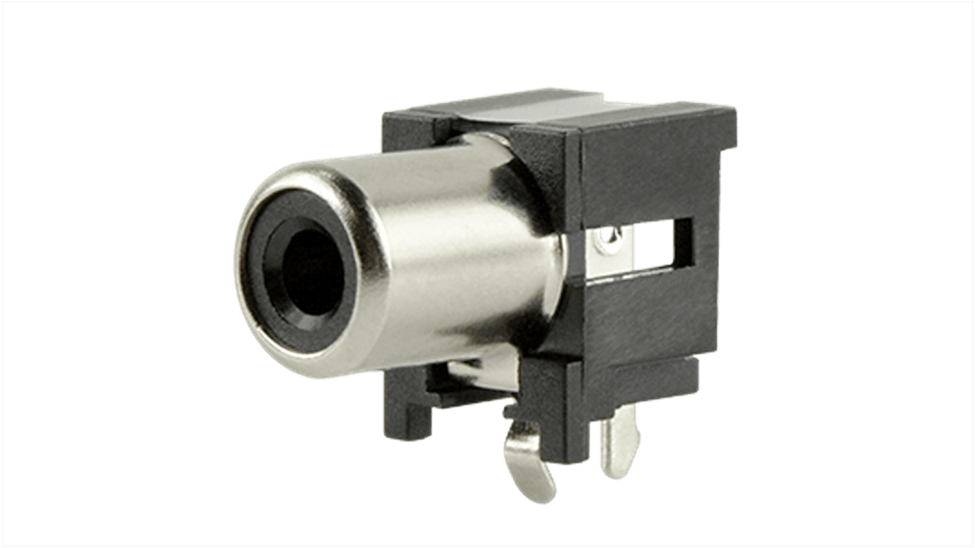 Same Sky Black Horizontal Through Hole RCA Socket, Tin