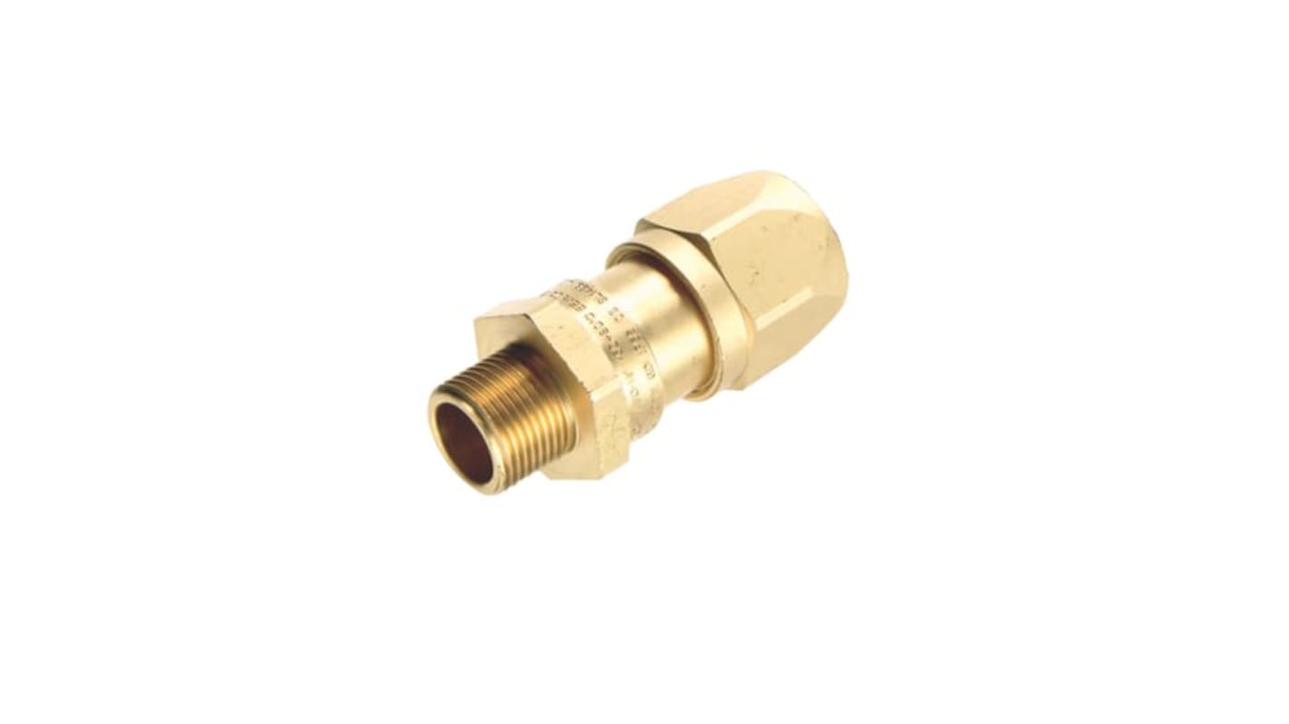 Thomas & Betts External Thread Fitting, Conduit Fitting, 25mm Nominal Size, M25, Nickel Plated Brass, Metallic