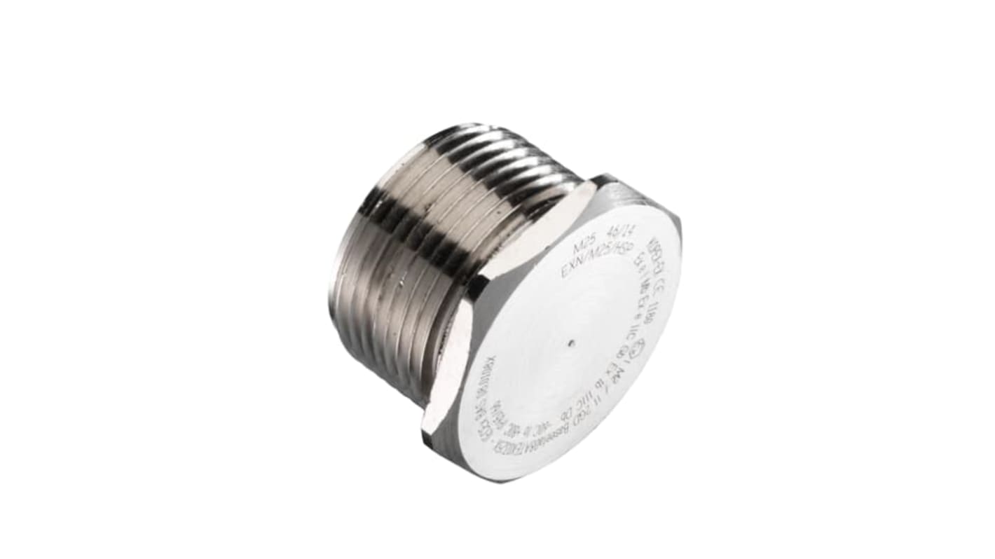 Thomas & Betts Stopping Plug, M25, Nickel Plated Brass, Threaded
