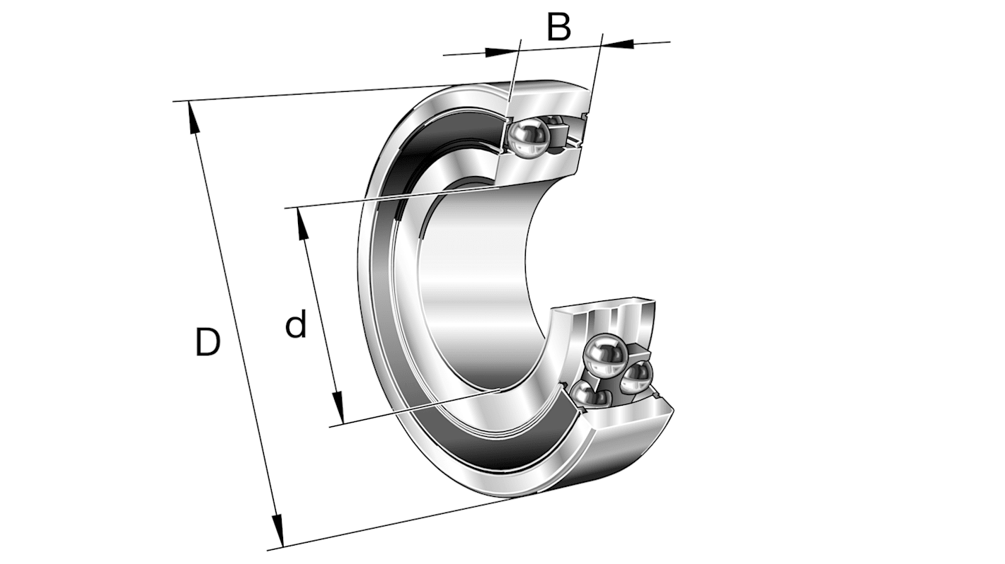 FAG Selbstausrichtendes Kugellager Kugellager 2-reihig , Innen-Ø 30mm / Außen-Ø 72mm, Breite 27mm