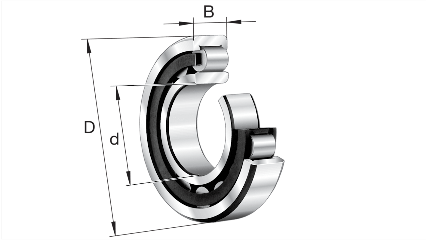 Cuscinetto a rullo FAG, file , Ø int. 35mm, Ø est. 62mm, guida larga 14mm