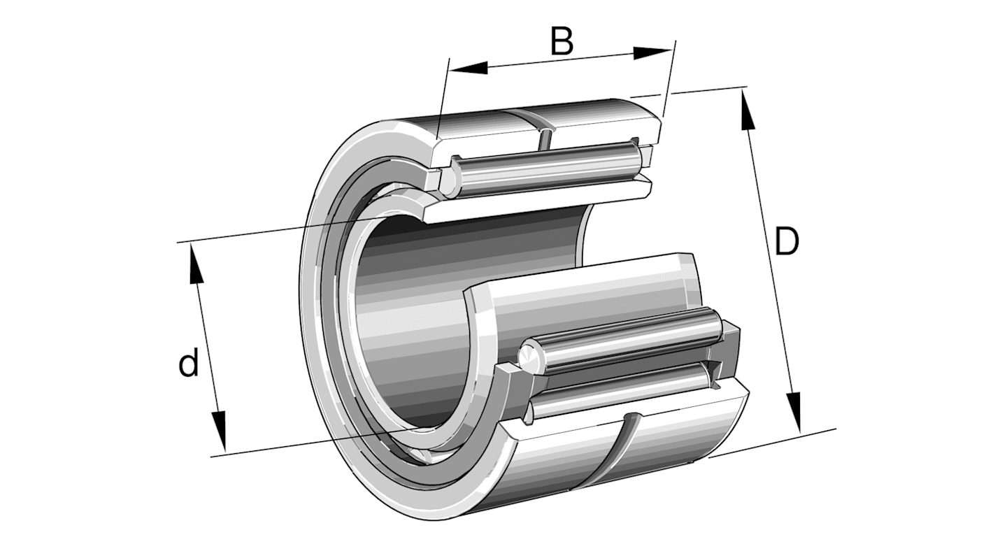 INA Rollenlager Typ Nadel, Innen-Ø 55mm / Außen-Ø 80mm, Breite 25mm