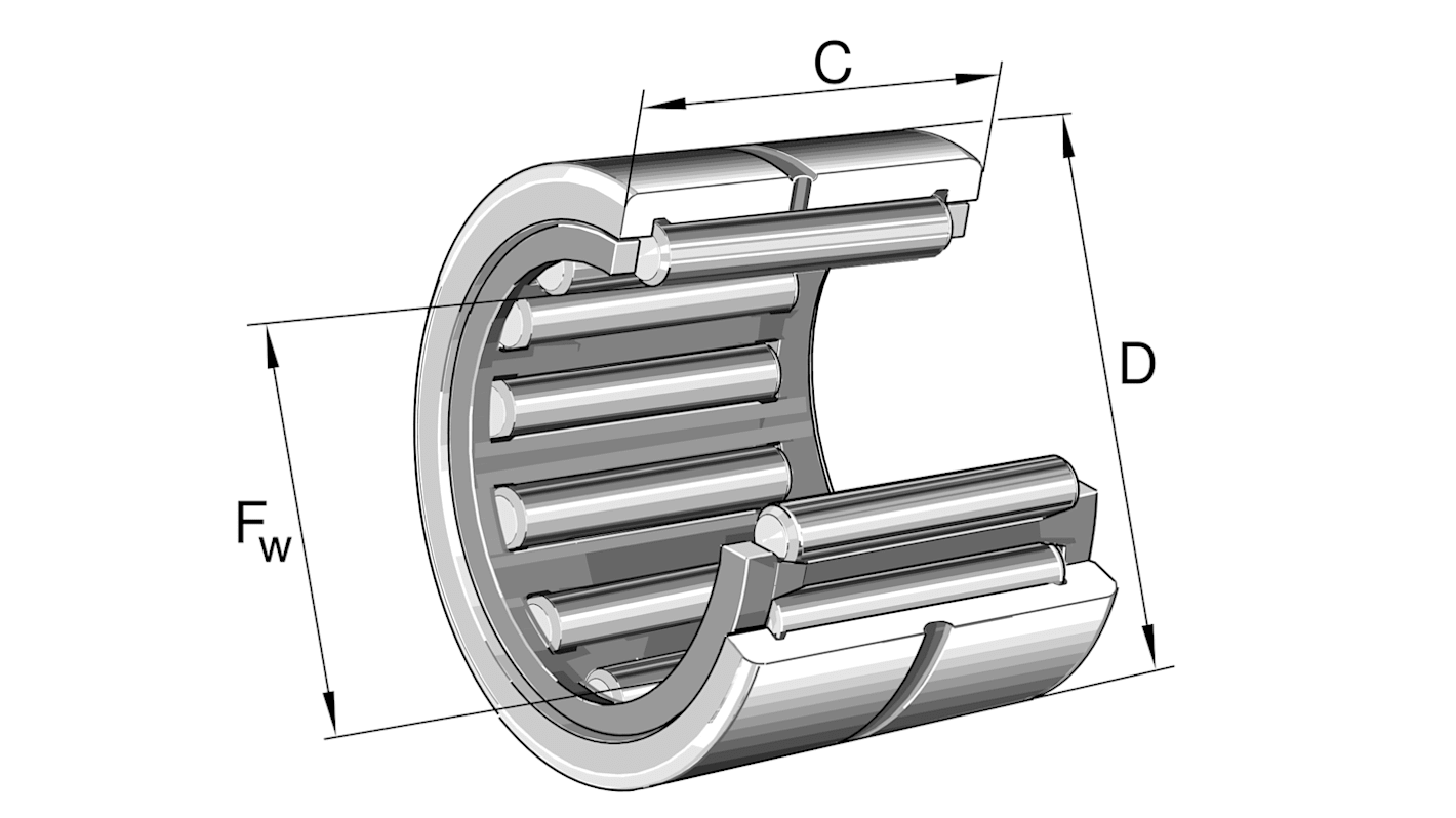 Cuscinetto a rullo INA, Ø int. 72mm, Ø est. 90mm, guida larga 25mm