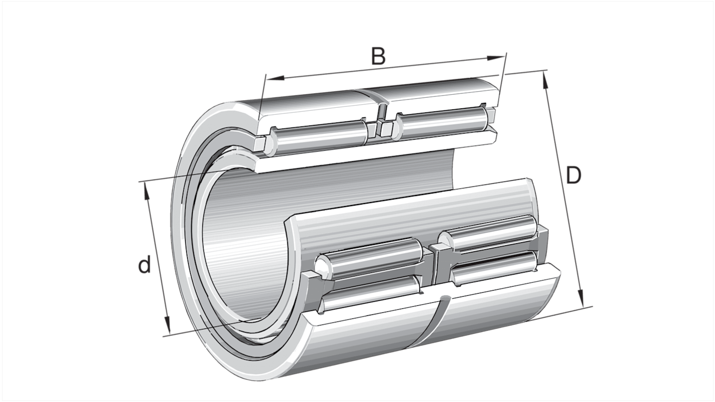 Cuscinetto a rullo INA, 2 file , Ø int. 55mm, Ø est. 80mm, guida larga 45mm