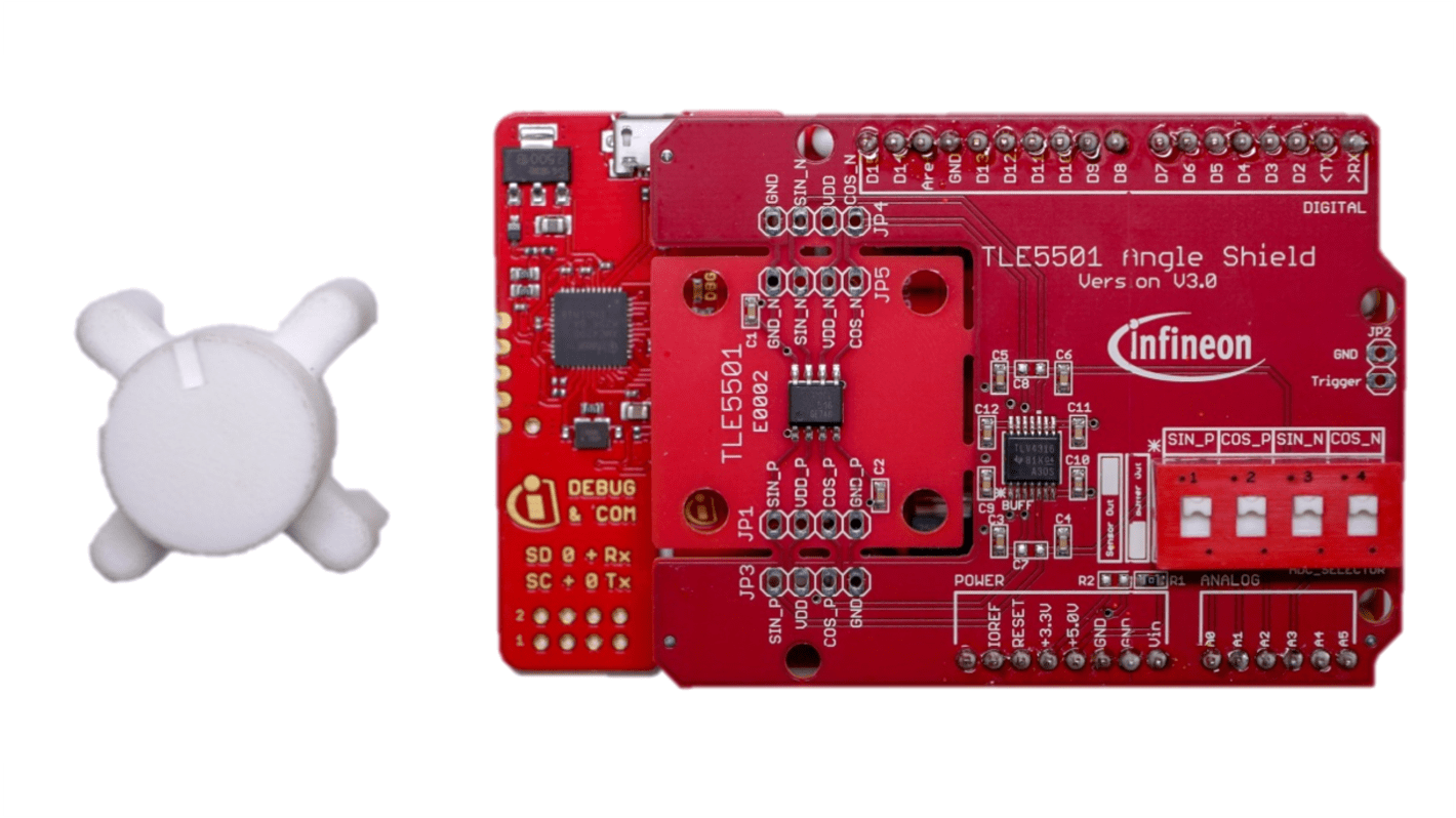 Infineon TLE5501EVALKITTOBO1 评估测试板, 磁性开关, TLE5501芯片, 用于TLE5501