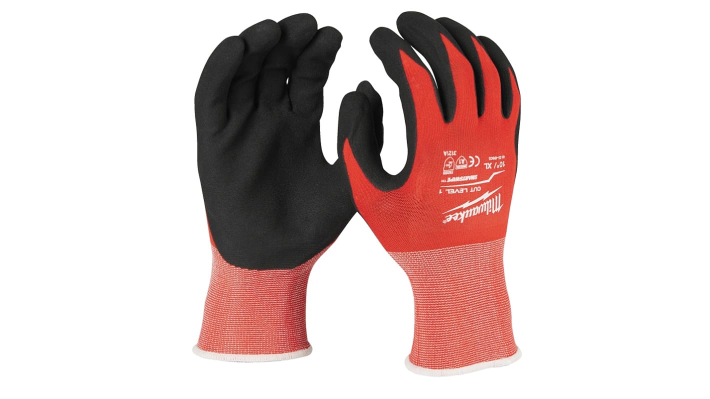 Milwaukee Red Acrylic General Purpose Gloves, Size 11, Latex Coating