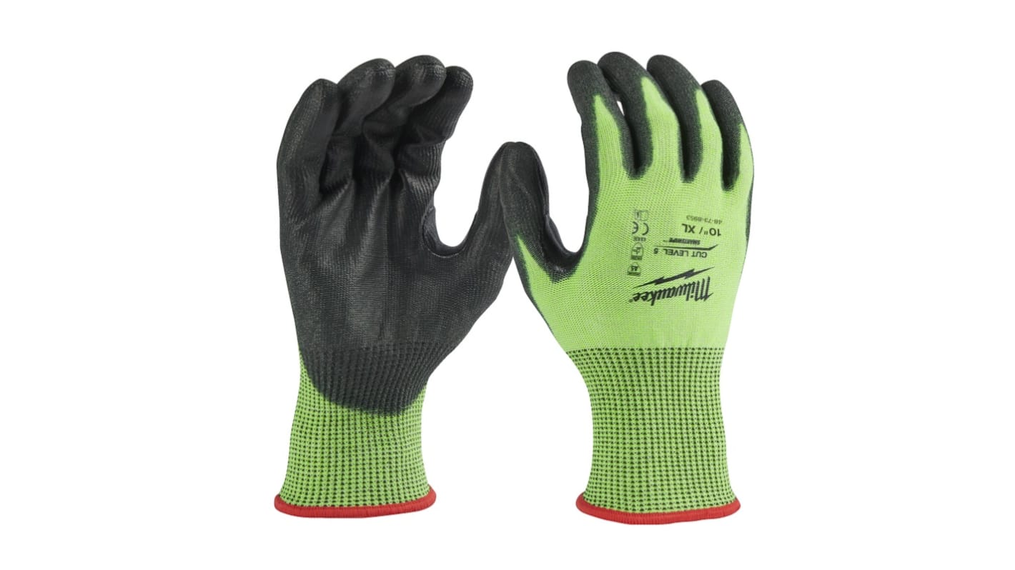 Milwaukee Yellow Polyurethane General Purpose Gloves, Size 10, Polyurethane Coating