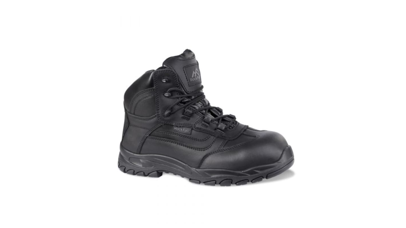 Rockfall Black Fibreglass Toe Capped Safety Boots, UK 8, EU 42