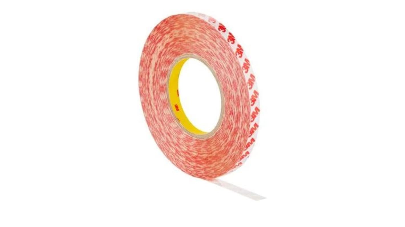 3M White Double Sided Polyester Tape, 0.2mm Thick, Acrylic Backing, 19mm x 50m