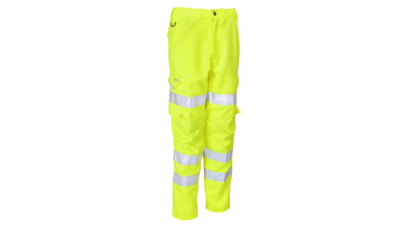 Leo Workwear CL01-Y Damen Warnschutzhose, Baumwolle, Polyester Gelb, Größe 90 → 98cm x 29Zoll