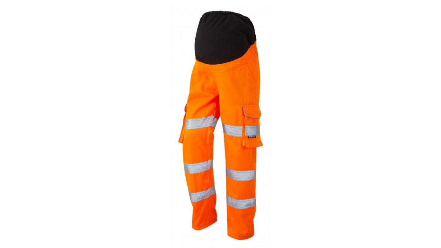 Pantalones de alta visibilidad Leo Workwear para mujer, talla 98 → 114cm, de color Naranja, resistentes a