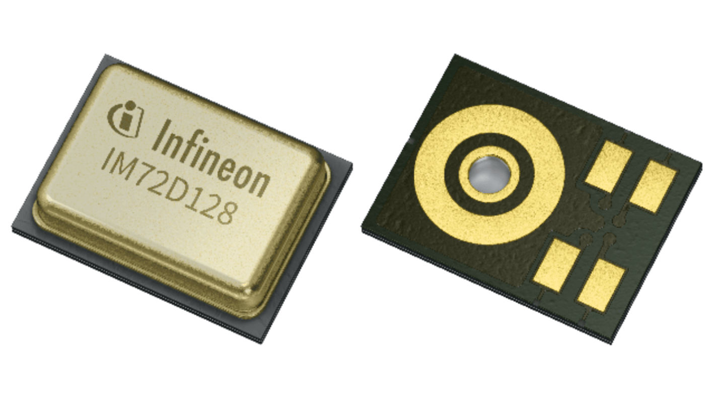 Infineon 5 Pin Microphone, Omni-Directional, PCB, Digital Output, PG-LLGA-5-3, 1.62 → 3.6V