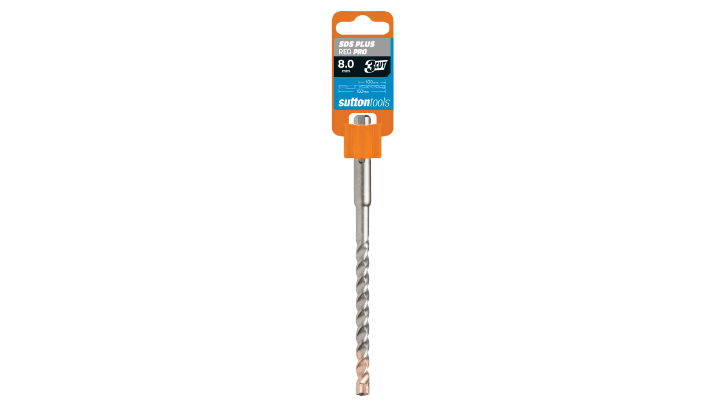 Sutton Tools Tungsten Carbide Tip Masonry Drill Bit for Masonry, 8mm Diameter, 160 mm Overall