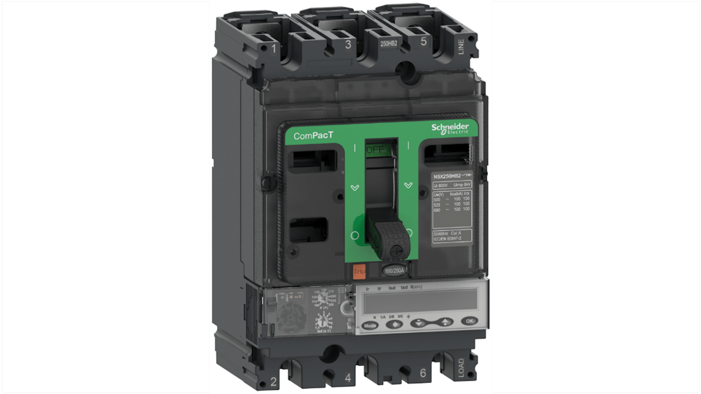 Schneider Electric, ComPacT MCCB 3P 100A, Fixed Mount