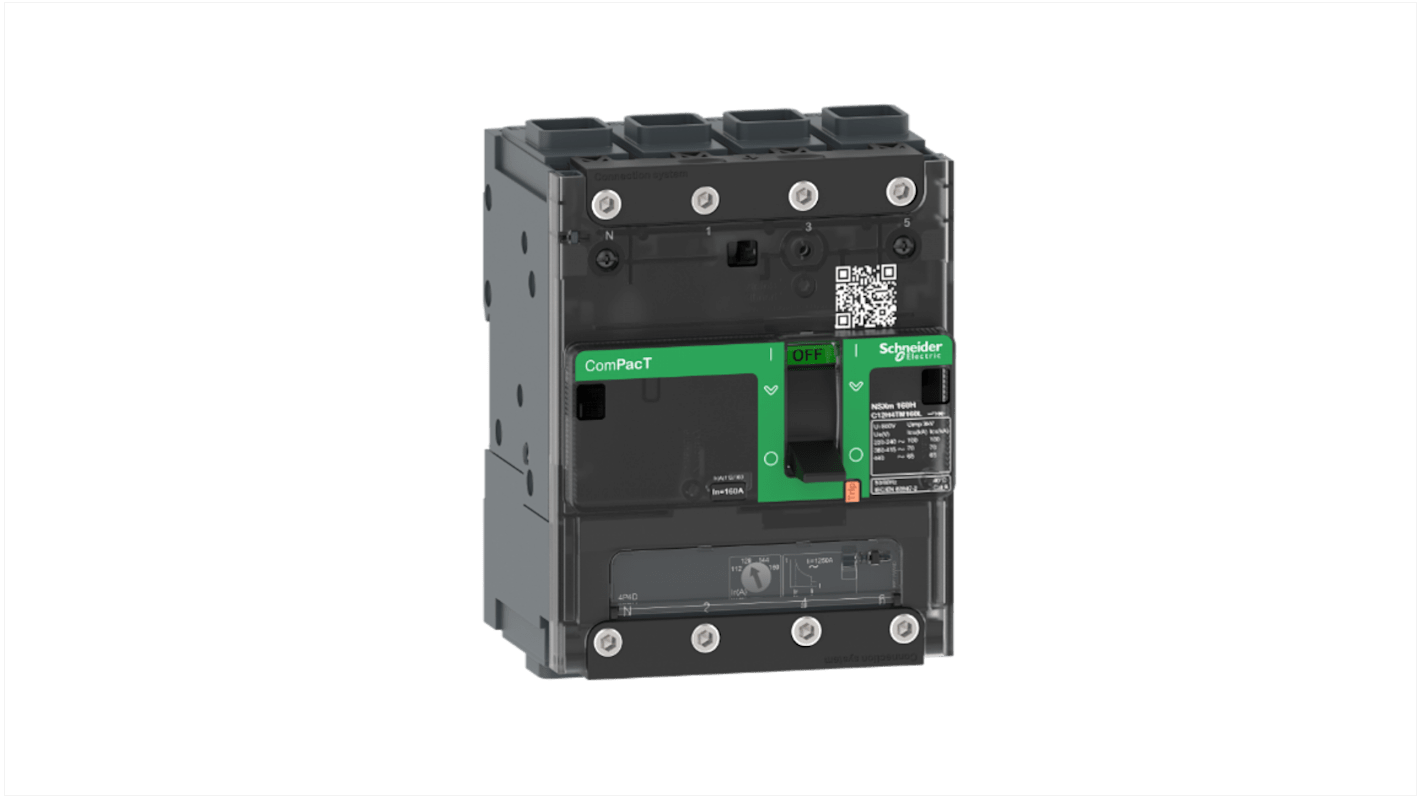 Schneider Electric, ComPacT MCCB 4P 125A, Fixed Mount