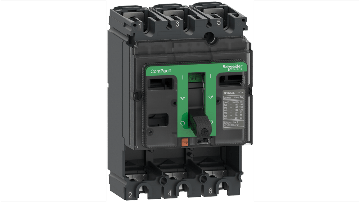 Disjoncteur Schneider Electric ComPacT nouvelle génération 3 pôles, 160A, montage fixe