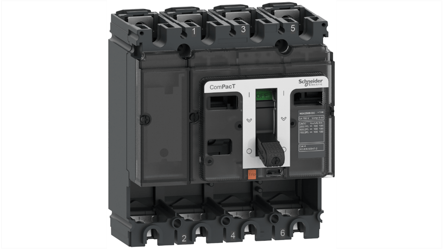 Schneider Electric, ComPacT MCCB 4P 250A, Fixed Mount
