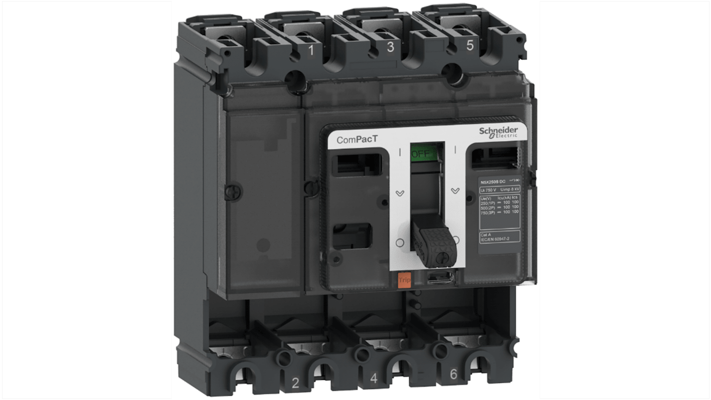 Disjoncteur Schneider Electric ComPacT 4 pôles, 250A, montage fixe