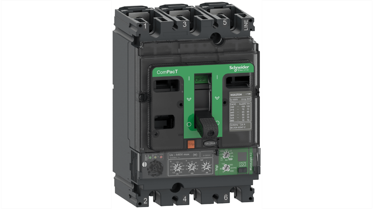 Schneider Electric ComPacT NSX, Leistungsschalter MCCB 3-polig, 100A, Fest