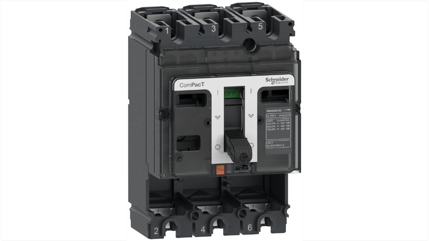 Schneider Electric, ComPacT MCCB 3P 250A, Fixed Mount