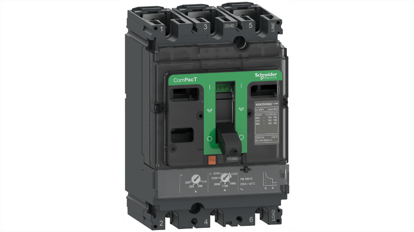 Schneider Electric, ComPacT MCCB 3P 125A, Fixed Mount