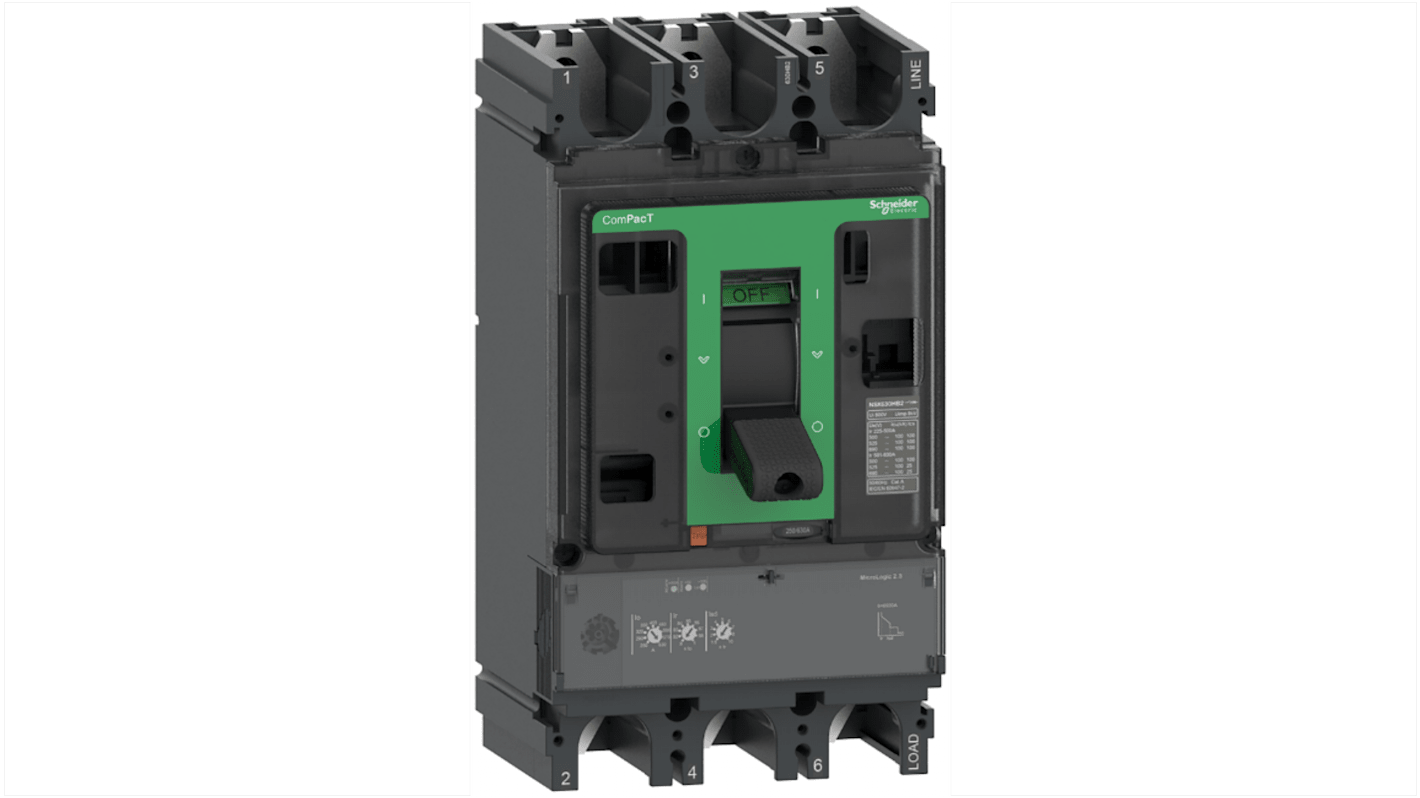 Disjoncteur Schneider Electric ComPacT 3 pôles, 400A, montage fixe