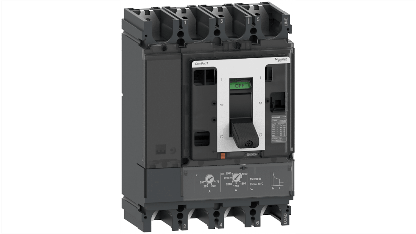 Schneider Electric, ComPacT MCCB 4P 250A, Fixed Mount