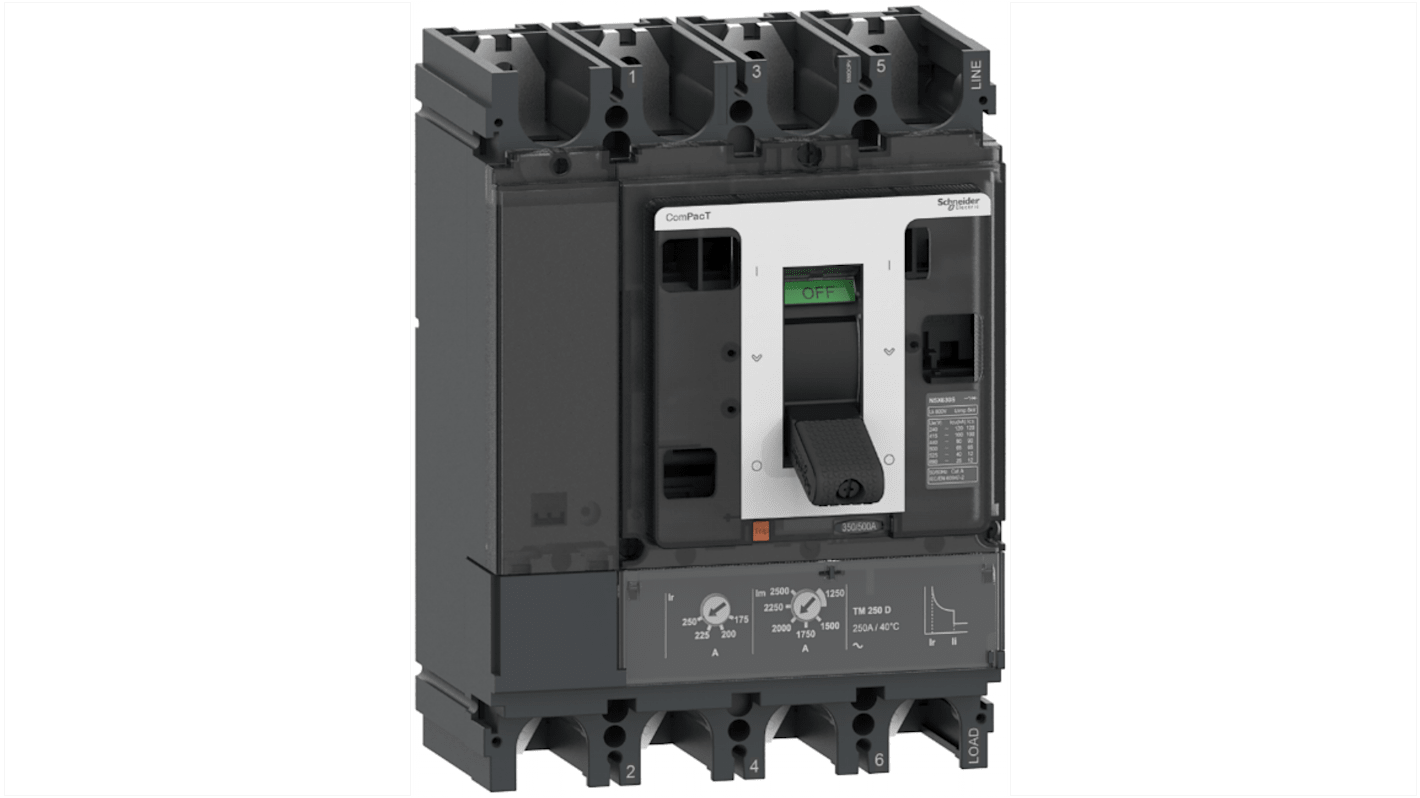 MCCB Schneider Electric, 4 Polos, 320A, Montaje fijo, ComPacT, NSX