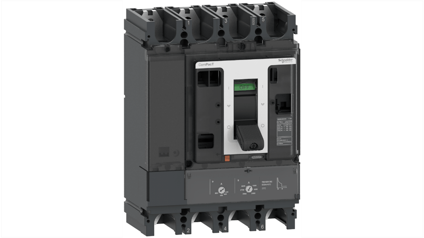 Disjoncteur Schneider Electric ComPacT 4 pôles, 400A, montage fixe